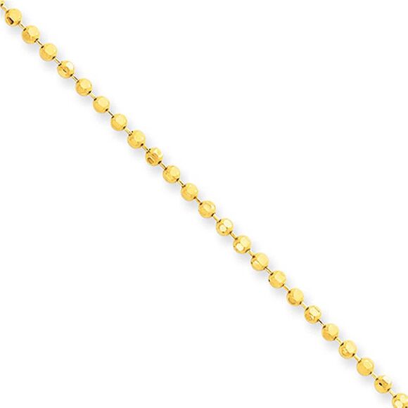 2mm, 14k Yellow Gold Solid Polished Bead Chain Necklace, 20 Inch - Picture 1 of 4
